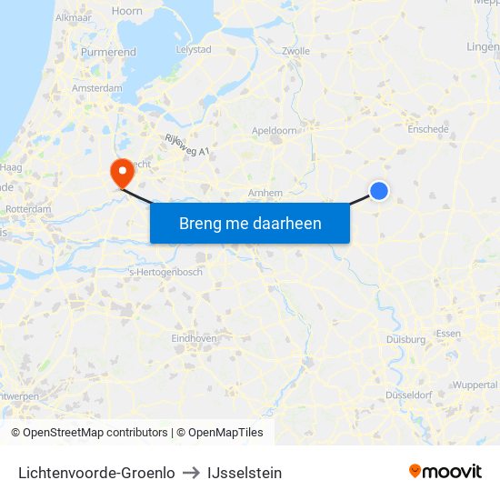 Lichtenvoorde-Groenlo to IJsselstein map