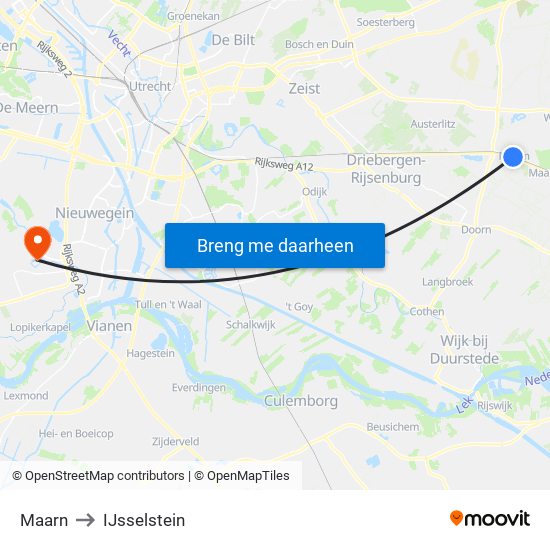 Maarn to IJsselstein map