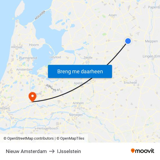 Nieuw Amsterdam to IJsselstein map