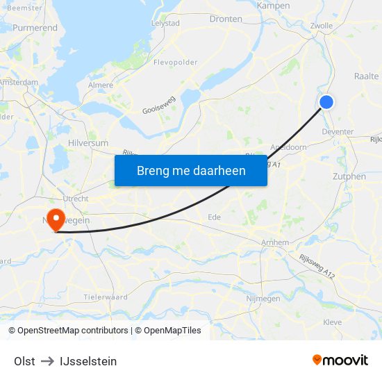 Olst to IJsselstein map