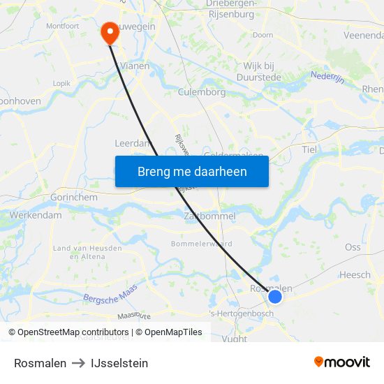 Rosmalen to IJsselstein map