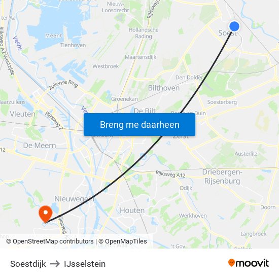 Soestdijk to IJsselstein map