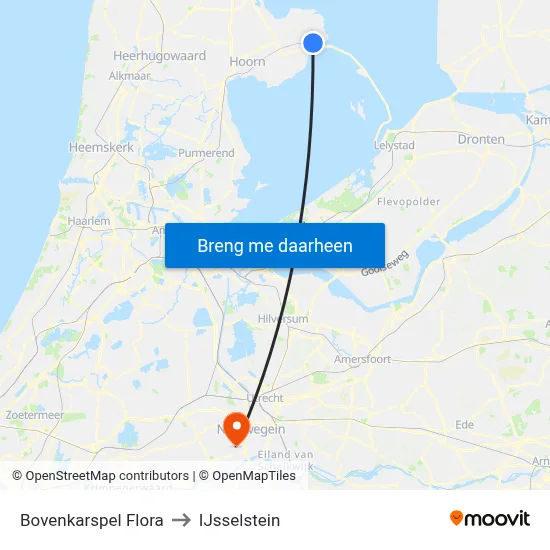 Bovenkarspel Flora to IJsselstein map