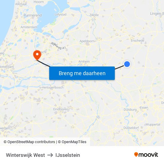 Winterswijk West to IJsselstein map
