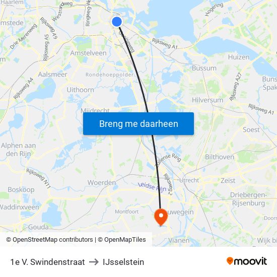 1e V. Swindenstraat to IJsselstein map