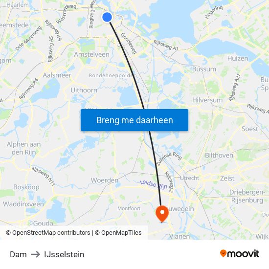 Dam to IJsselstein map