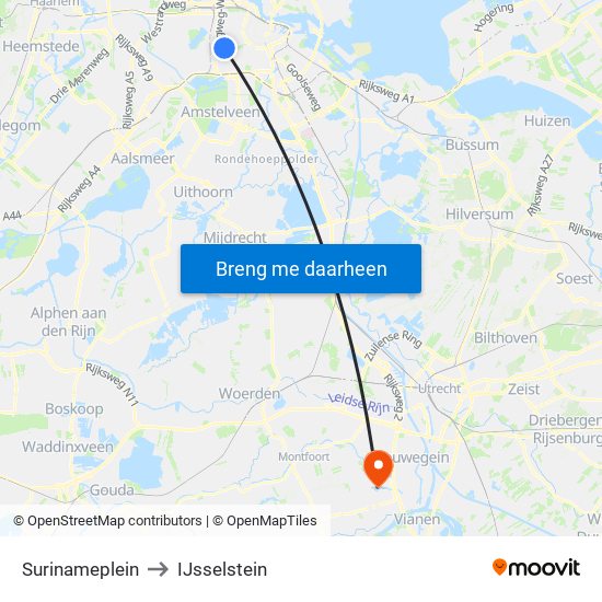 Surinameplein to IJsselstein map