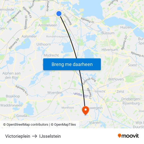 Victorieplein to IJsselstein map