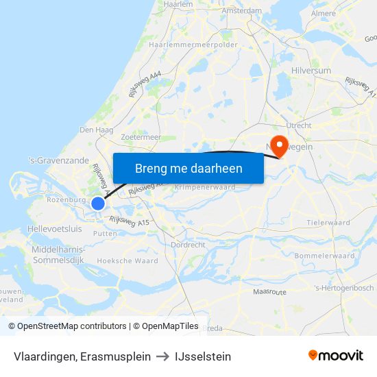 Vlaardingen, Erasmusplein to IJsselstein map