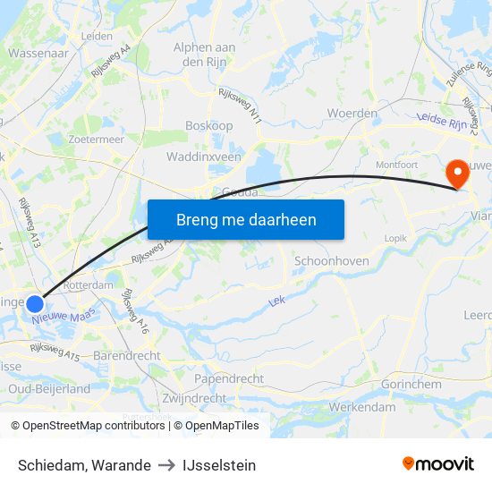 Schiedam, Warande to IJsselstein map