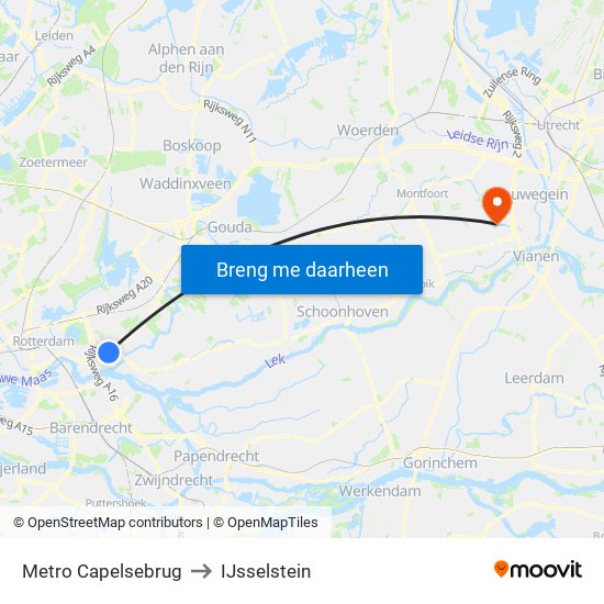 Metro Capelsebrug to IJsselstein map