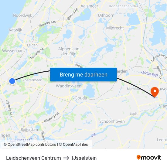 Leidschenveen Centrum to IJsselstein map