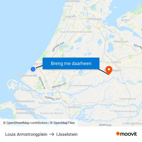 Louis Armstrongplein to IJsselstein map