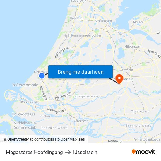 Megastores Hoofdingang to IJsselstein map
