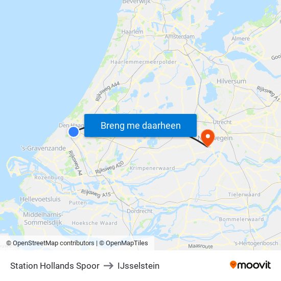 Station Hollands Spoor to IJsselstein map