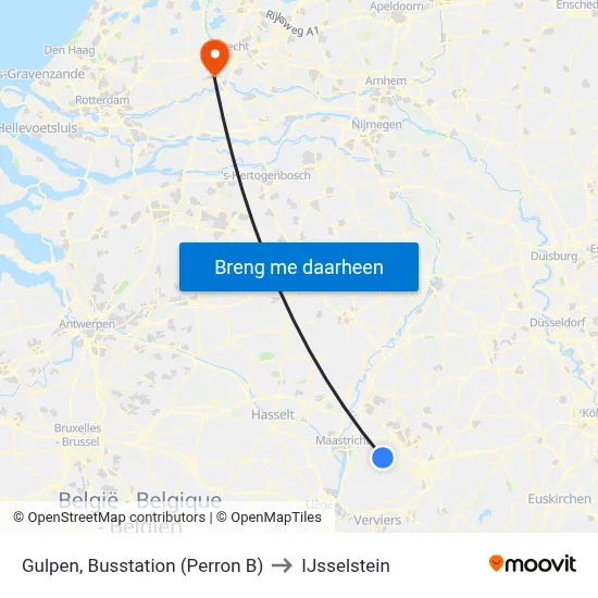 Gulpen, Busstation (Perron B) to IJsselstein map