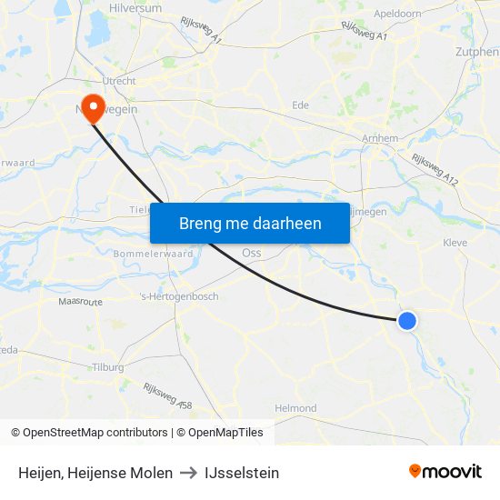 Heijen, Heijense Molen to IJsselstein map