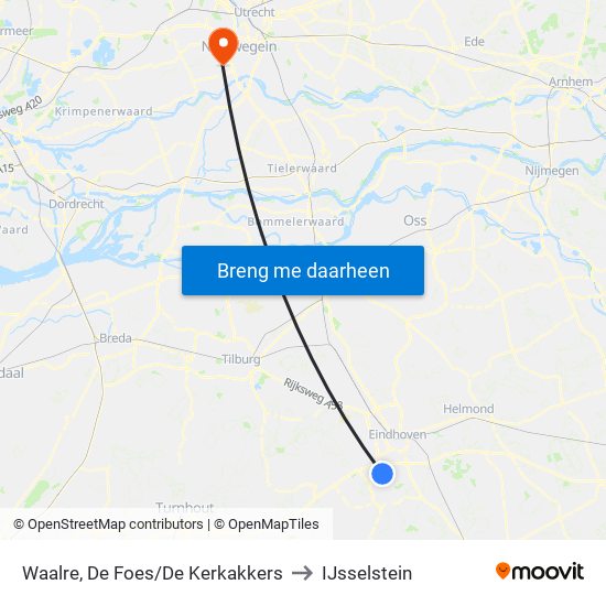Waalre, De Foes/De Kerkakkers to IJsselstein map