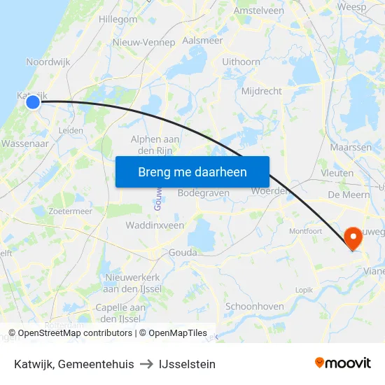 Katwijk, Gemeentehuis to IJsselstein map
