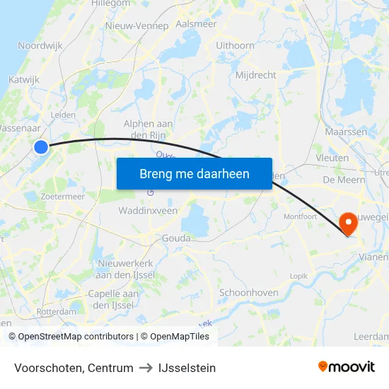 Voorschoten, Centrum to IJsselstein map