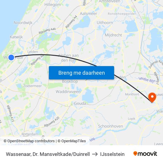 Wassenaar, Dr. Mansveltkade/Duinrell to IJsselstein map