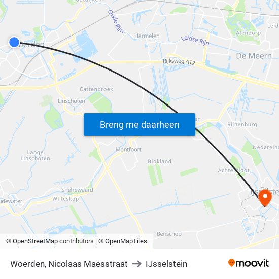 Woerden, Nicolaas Maesstraat to IJsselstein map