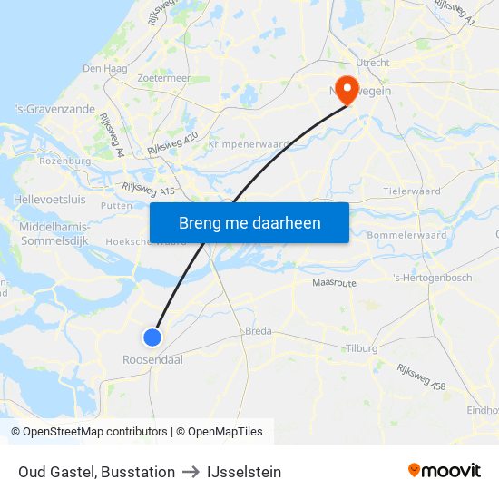 Oud Gastel, Busstation to IJsselstein map