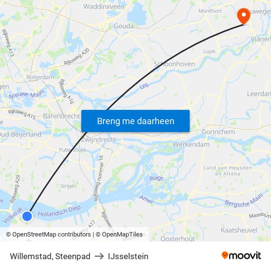 Willemstad, Steenpad to IJsselstein map