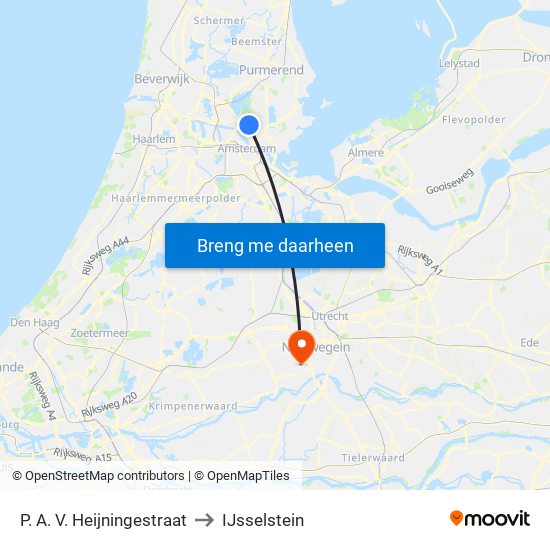 P. A. V. Heijningestraat to IJsselstein map