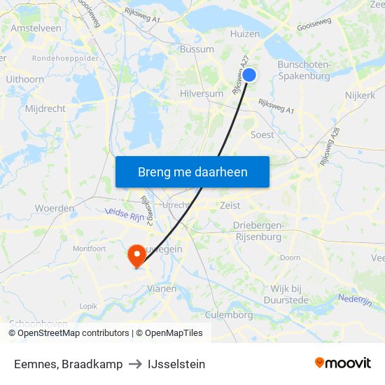 Eemnes, Braadkamp to IJsselstein map