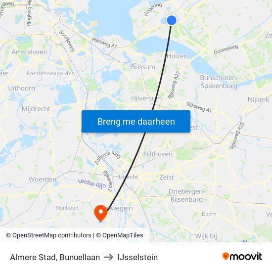 Almere Stad, Bunuellaan to IJsselstein map