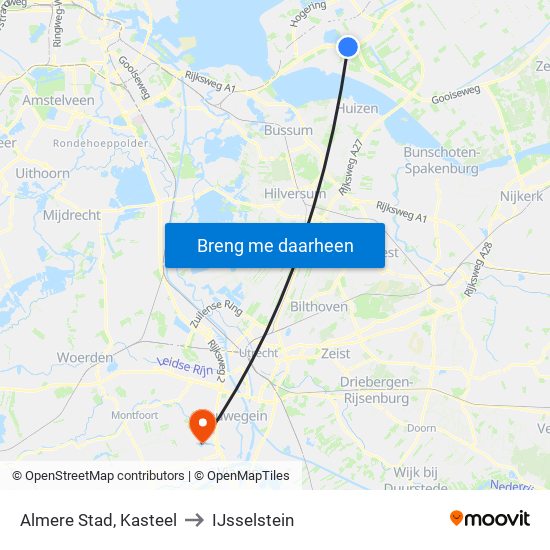 Almere Stad, Kasteel to IJsselstein map