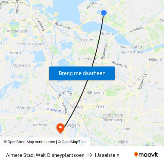 Almere Stad, Walt Disneyplantsoen to IJsselstein map