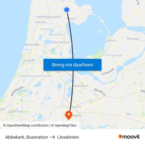 Abbekerk, Busstation to IJsselstein map
