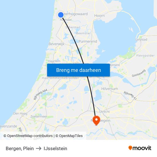 Bergen, Plein to IJsselstein map