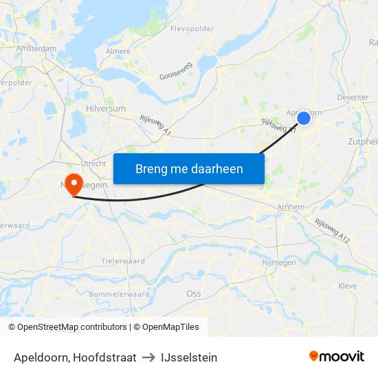 Apeldoorn, Hoofdstraat to IJsselstein map