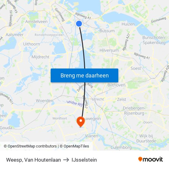 Weesp, Van Houtenlaan to IJsselstein map