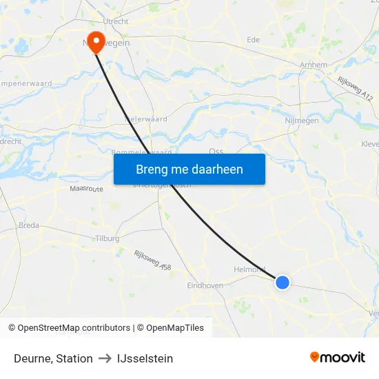 Deurne, Station to IJsselstein map
