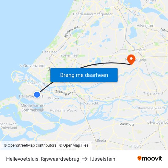 Hellevoetsluis, Rijswaardsebrug to IJsselstein map