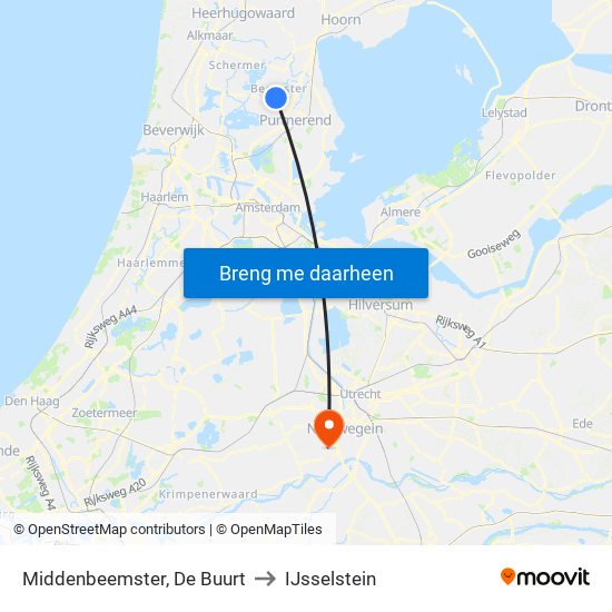 Middenbeemster, De Buurt to IJsselstein map