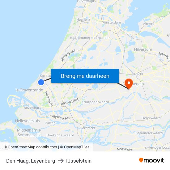 Den Haag, Leyenburg to IJsselstein map