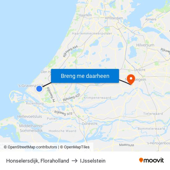 Honselersdijk, Floraholland to IJsselstein map