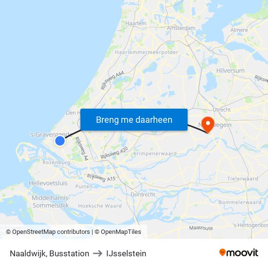 Naaldwijk, Busstation to IJsselstein map