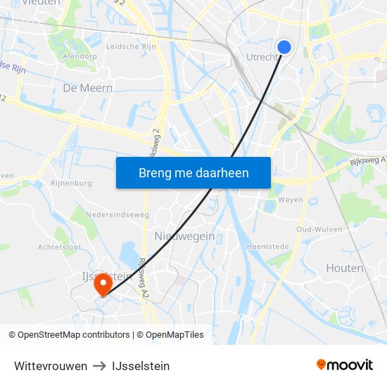 Wittevrouwen to IJsselstein map