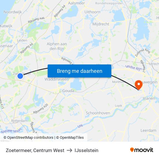 Zoetermeer, Centrum West to IJsselstein map