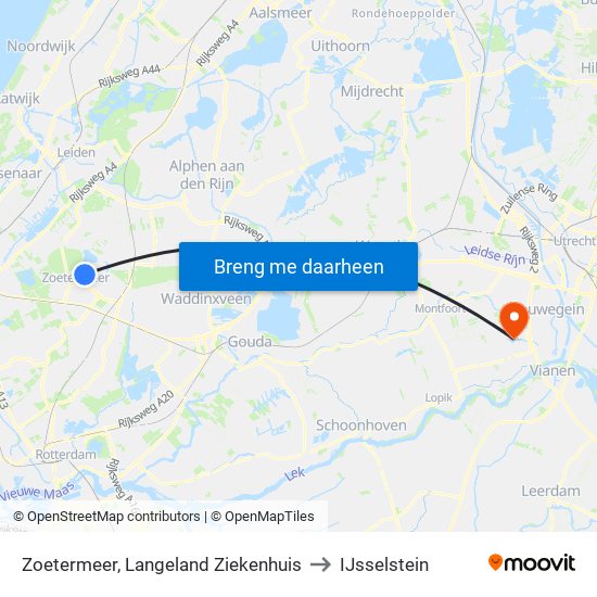 Zoetermeer, Langeland Ziekenhuis to IJsselstein map