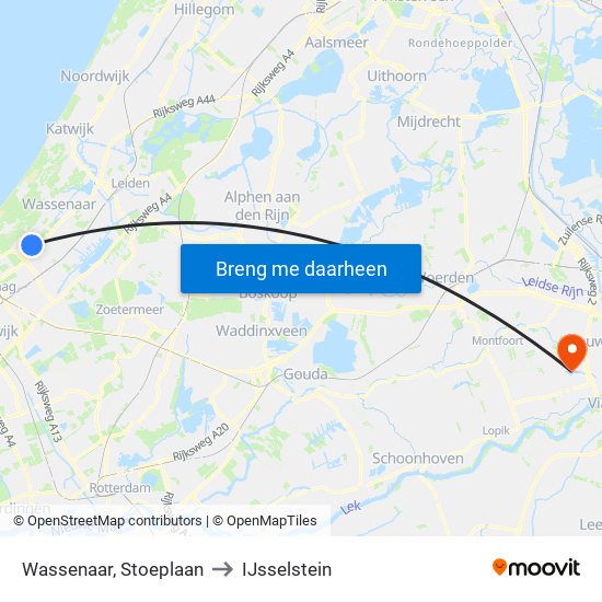 Wassenaar, Stoeplaan to IJsselstein map
