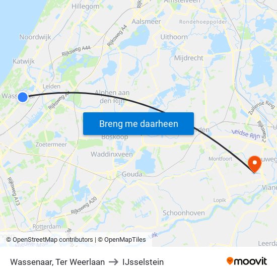 Wassenaar, Ter Weerlaan to IJsselstein map