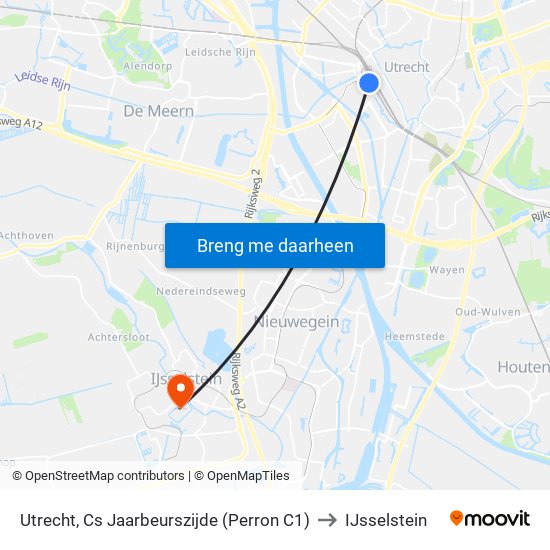 Utrecht, Cs Jaarbeurszijde (Perron C1) to IJsselstein map