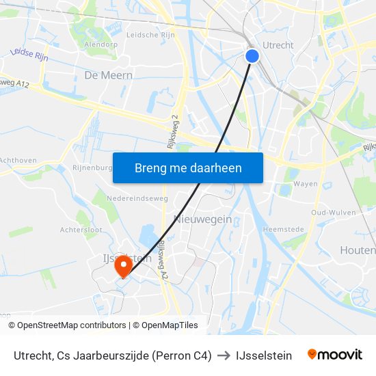 Utrecht, Cs Jaarbeurszijde (Perron C4) to IJsselstein map